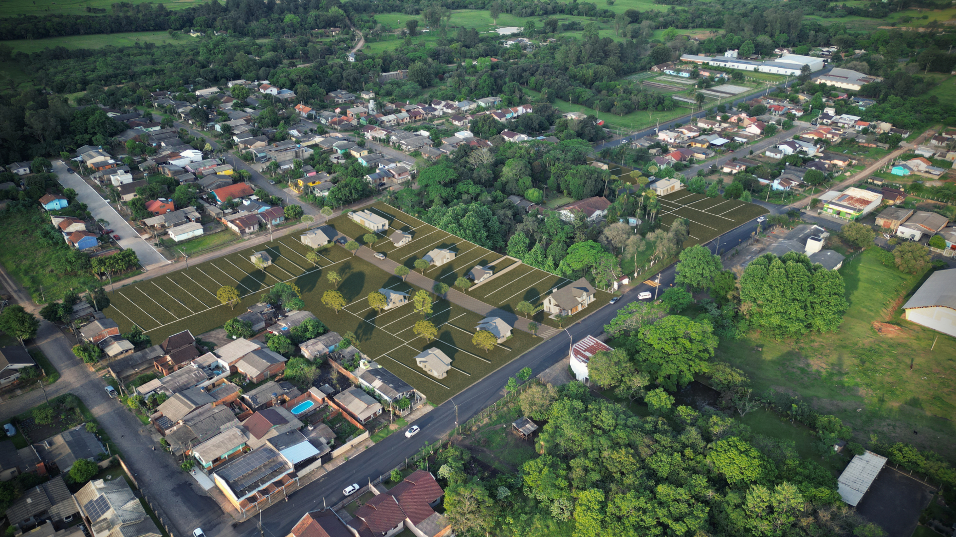 Vista aérea do loteamento Multi Família em Taquara, RS